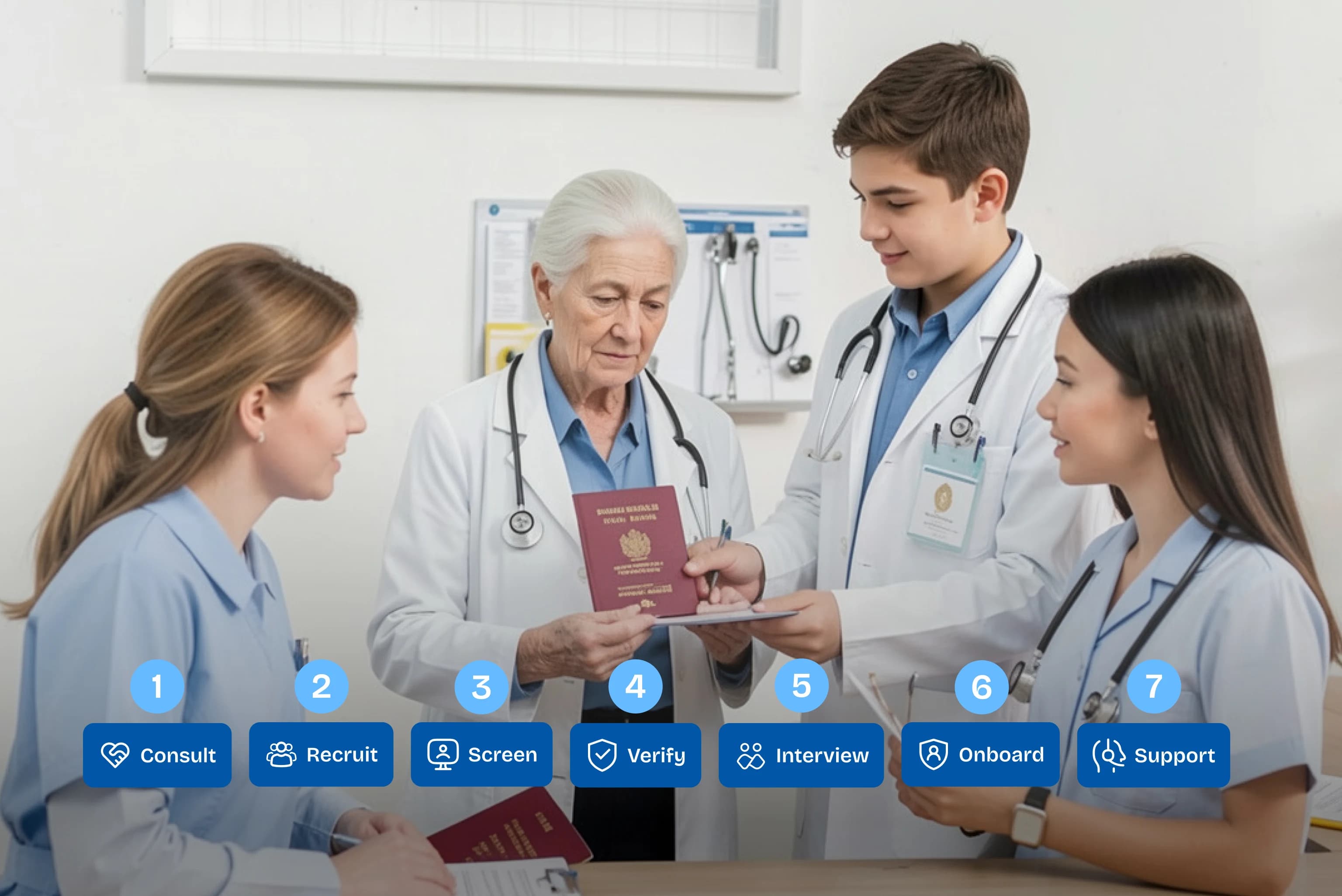 Bluebix travel nurse staffing process: consult, recruit, screen, verify, interview, onboard, and support